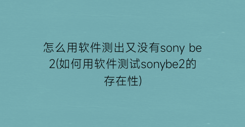 怎么用软件测出又没有sonybe2(如何用软件测试sonybe2的存在性)